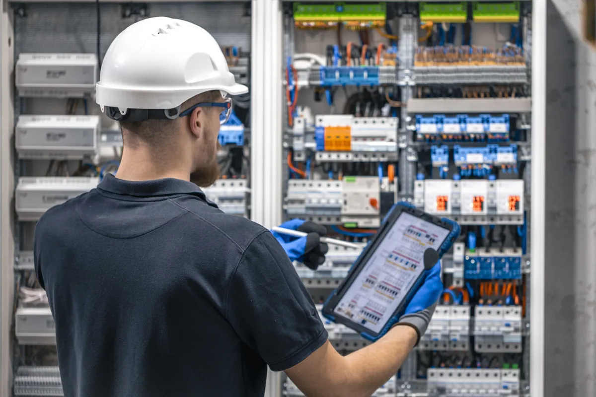 Técnico de Top Solution preparando el presupuesto de un boletín eléctrico en Tenerife